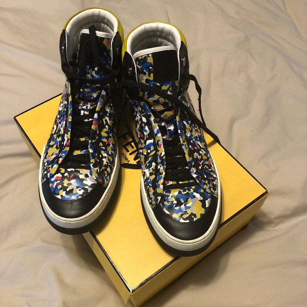 Like new mens Fendi multicolored high-top sneakers